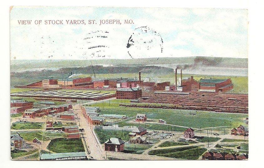 View Of Stock Yards St Joseph Missouri Posted 1909 St. Joseph Mo and